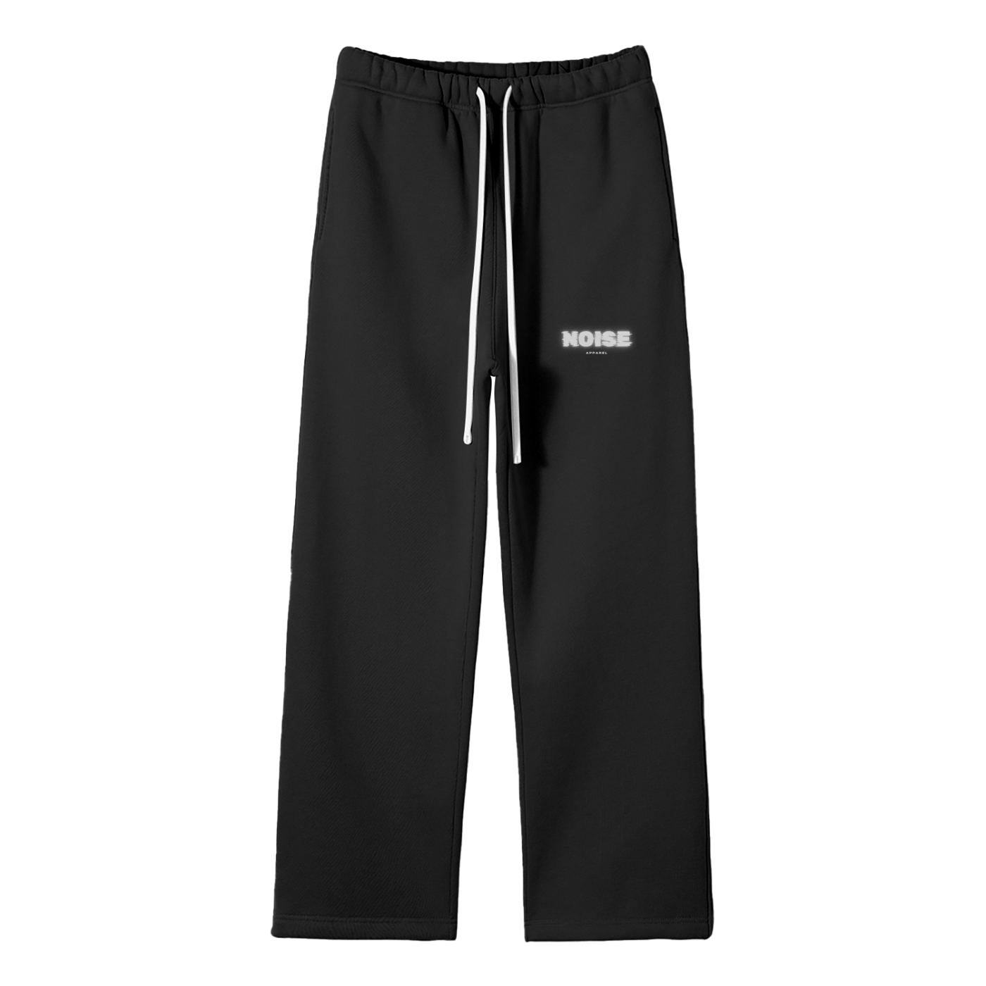 Streetwear Unisex Solid Color Fleece Straight Leg Pants White Logo