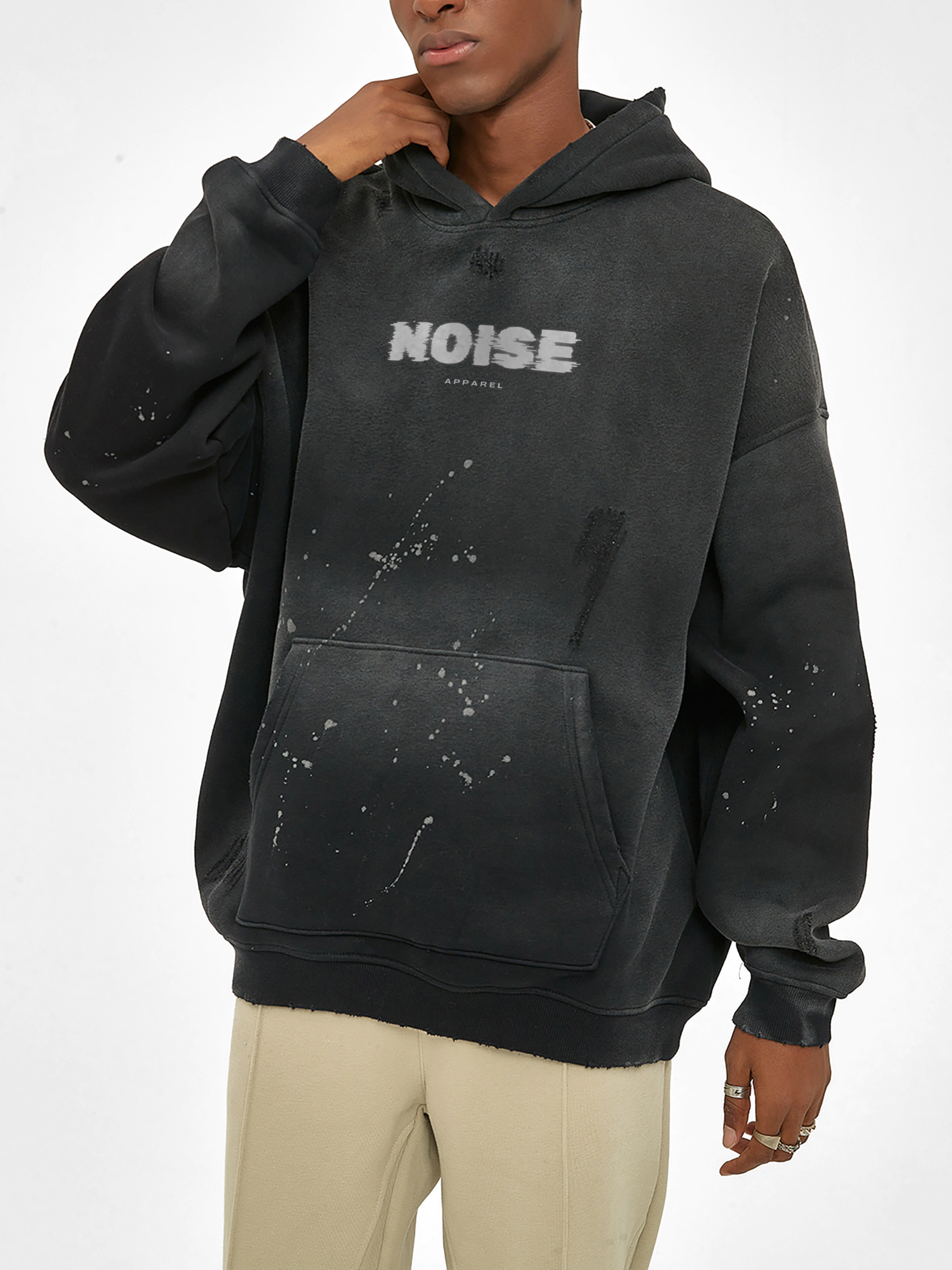 The Noise - Vintage Wash Frayed Fleece Hoodie