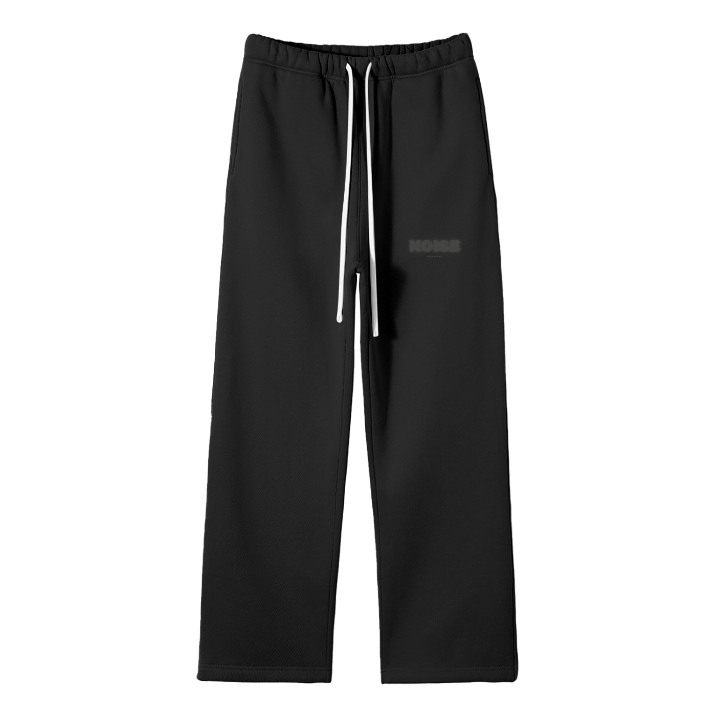 Streetwear Unisex Solid Color Fleece Straight Leg Pants Black Logo